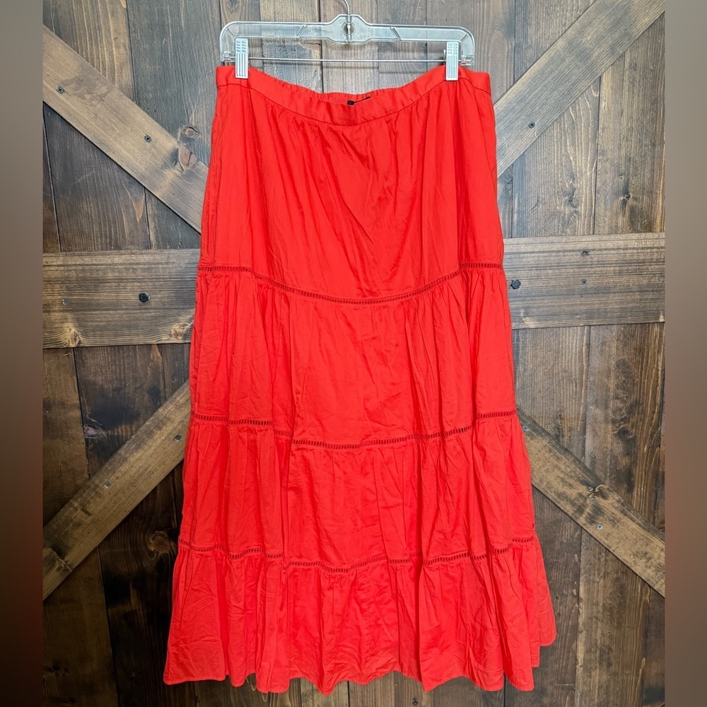 NEW J.CREW Burnt Orange Tiered Midi Skirt Size XLT (tall)